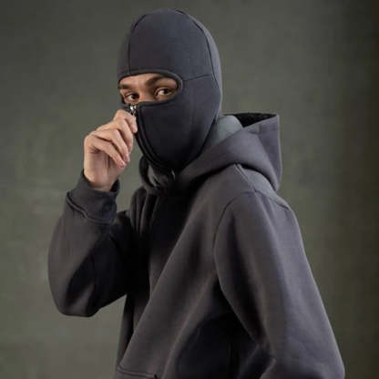 Windproof Outdoor Jacket With Adjustable Balaclava And Zippered Pockets