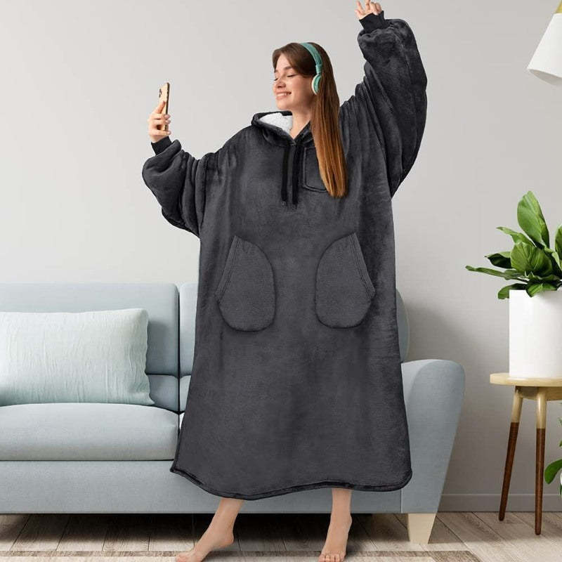 Warm Flannel Oversized Long Hoodies-Soco Hoodie