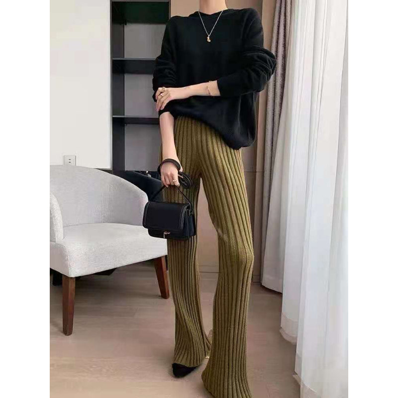 Knitted Wide-Leg High-Waist Pants-Soco Hoodie
