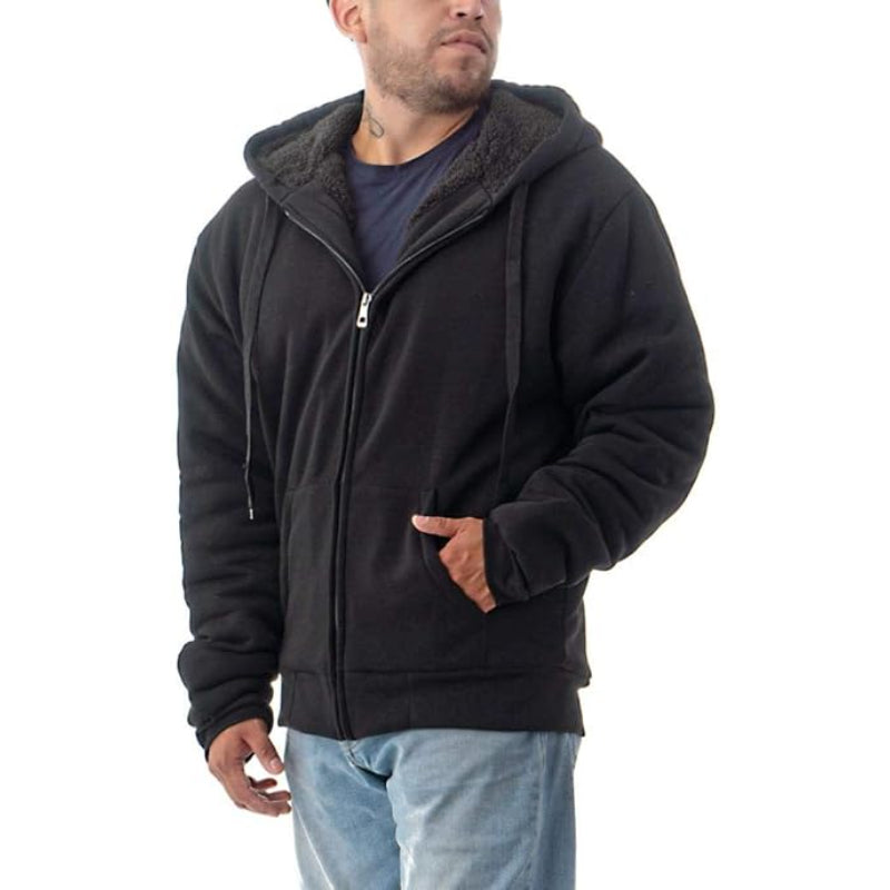 Casual Sherpa Fleece Lined Zip Hoodie