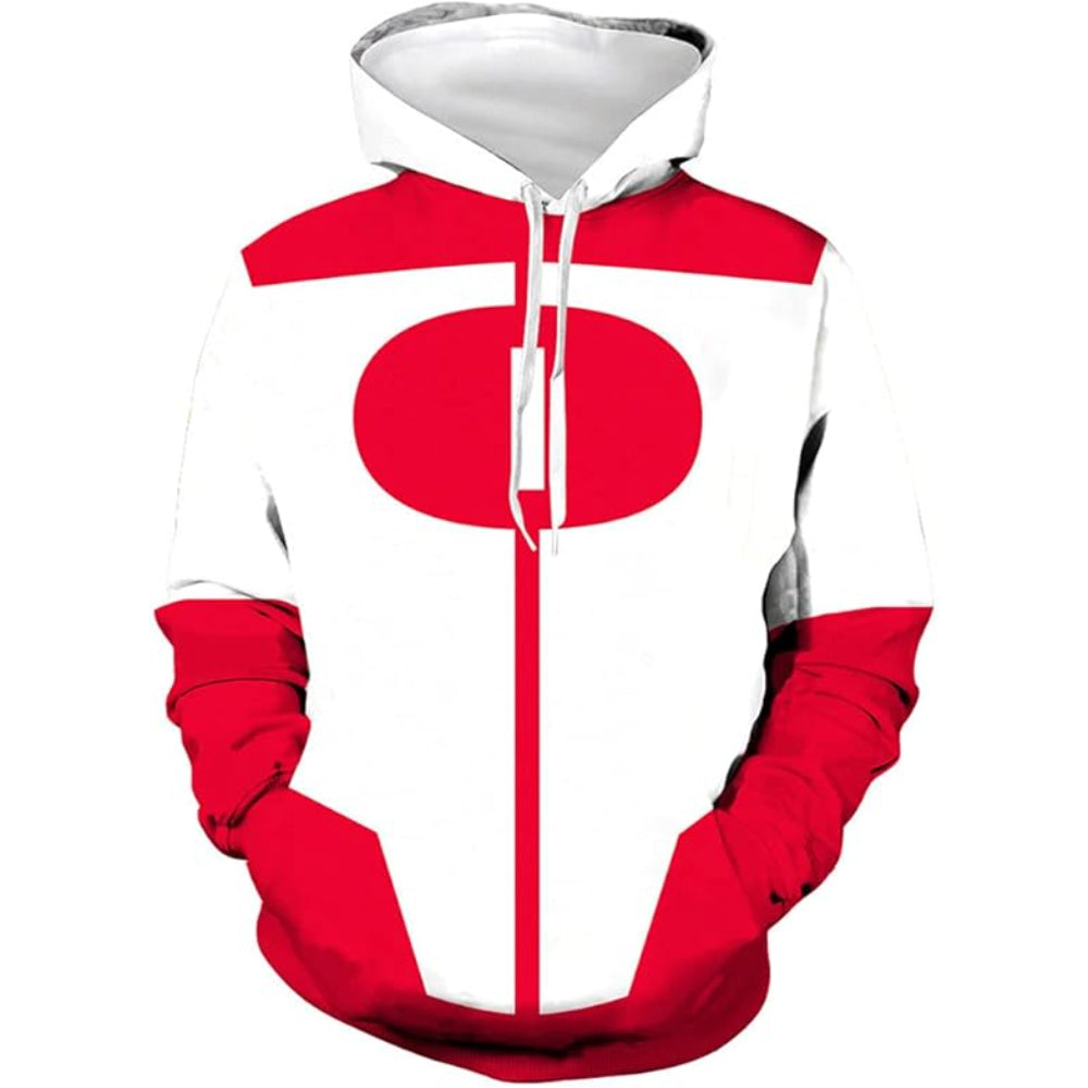 Two Tone Pullover Hoodie With Contrast Sleeves Red Zipped