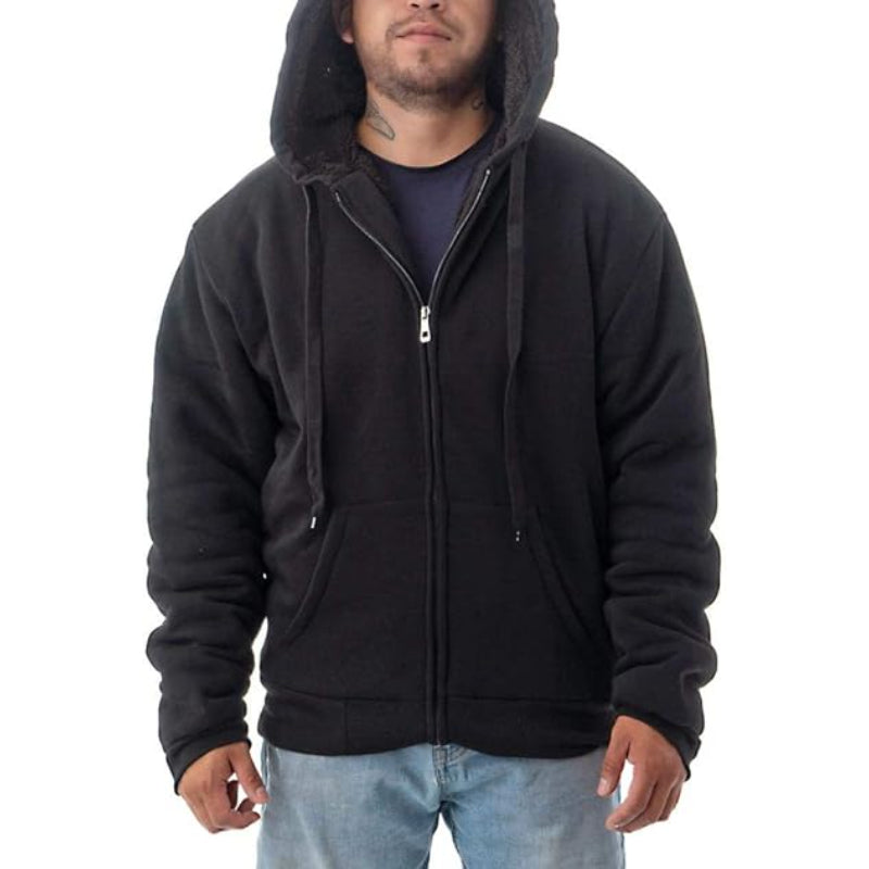Casual Sherpa Fleece Lined Zip Hoodie
