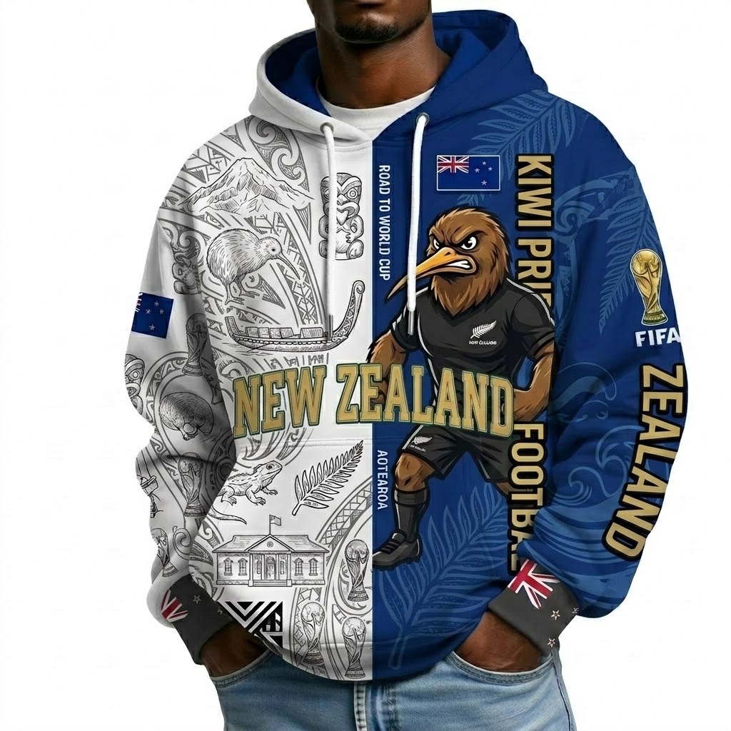 FIFA 2026 Zealand Football Themed All Over Printed Hoodie