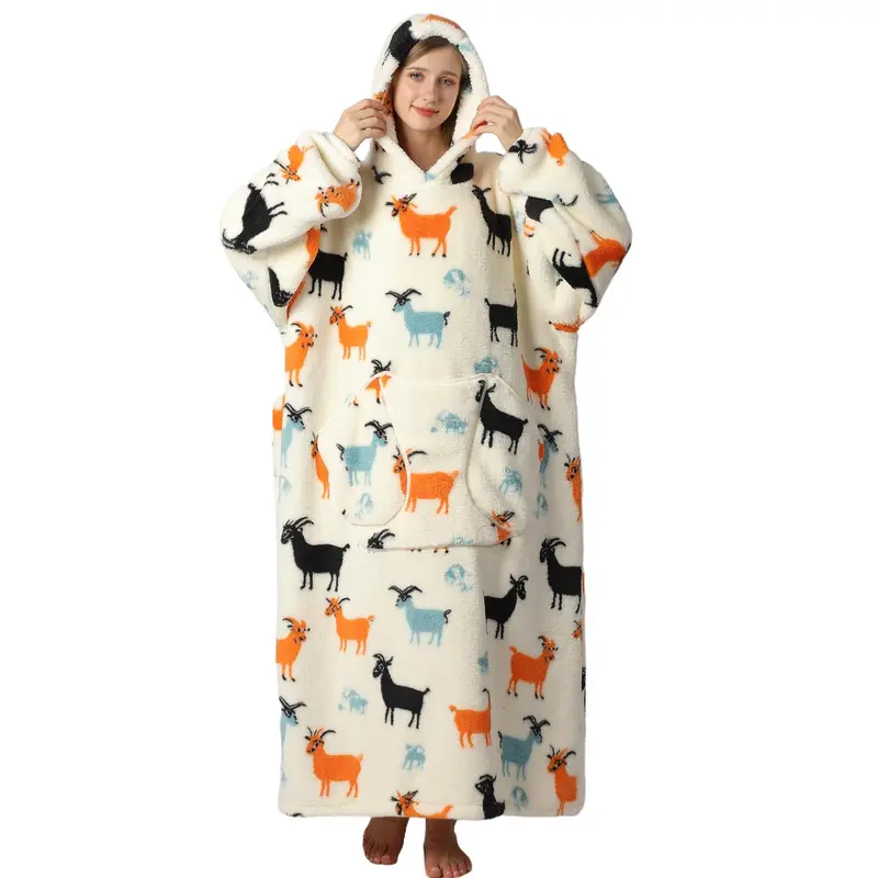 Cartoon Printed Cozy Hooded Blanket
