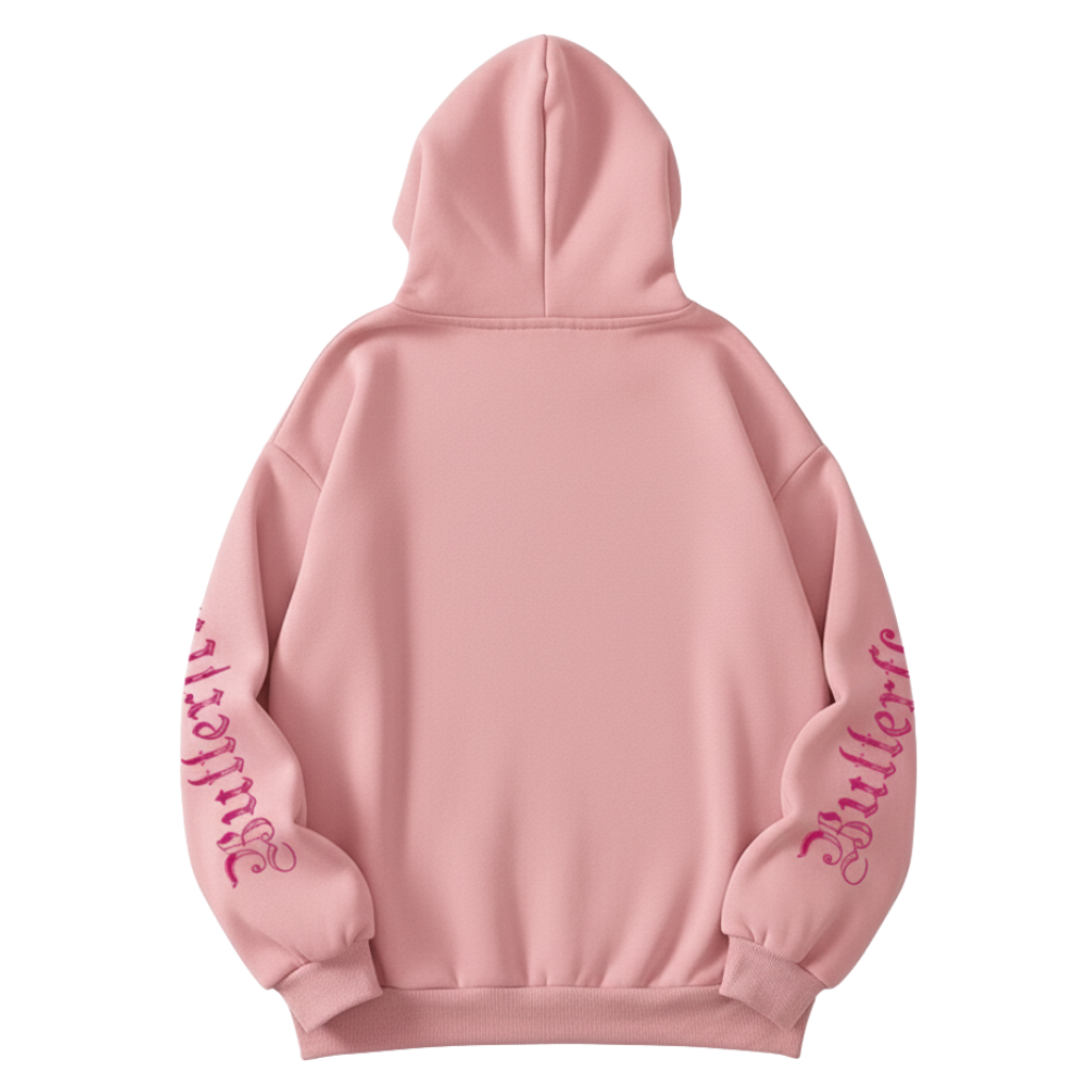 Casual Butterfly Printed Drawstring Hoodie For Women