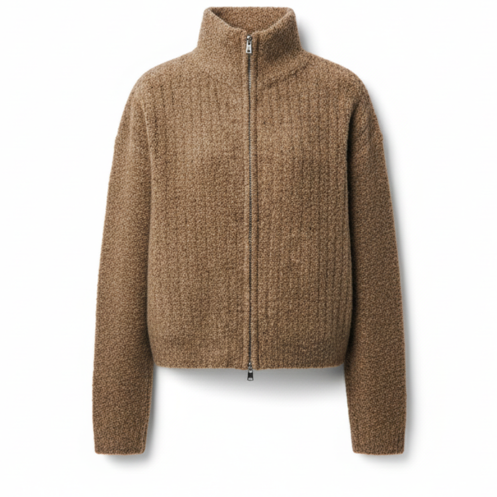 Cozy Ribbed Zip Up Knit Jacket