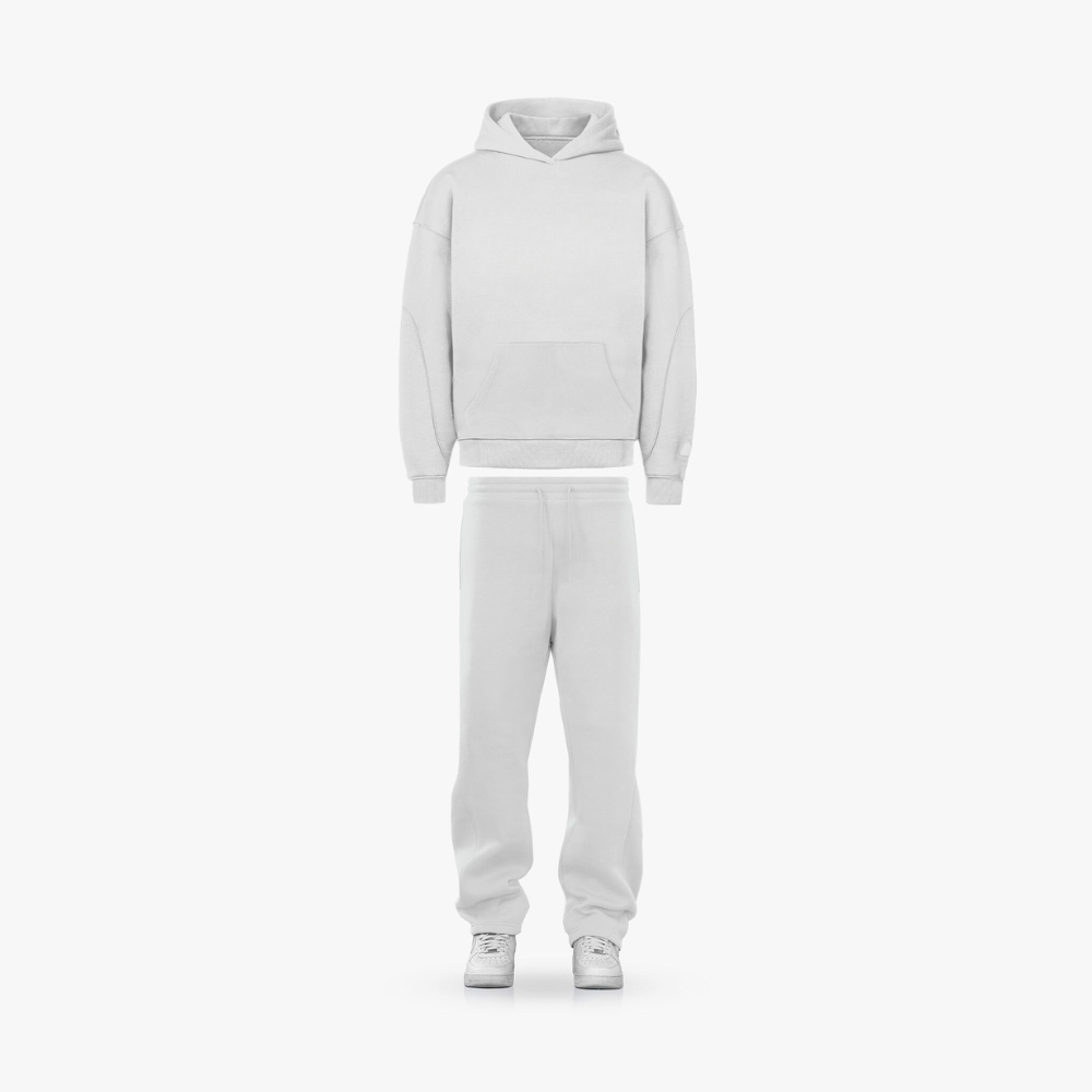 Casual Hoodie and Matching Pants Outfit White