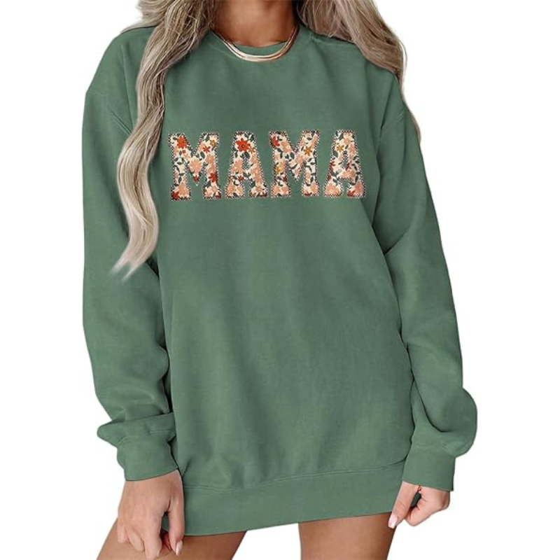 Floral Mama Printed Sweatshirt Green