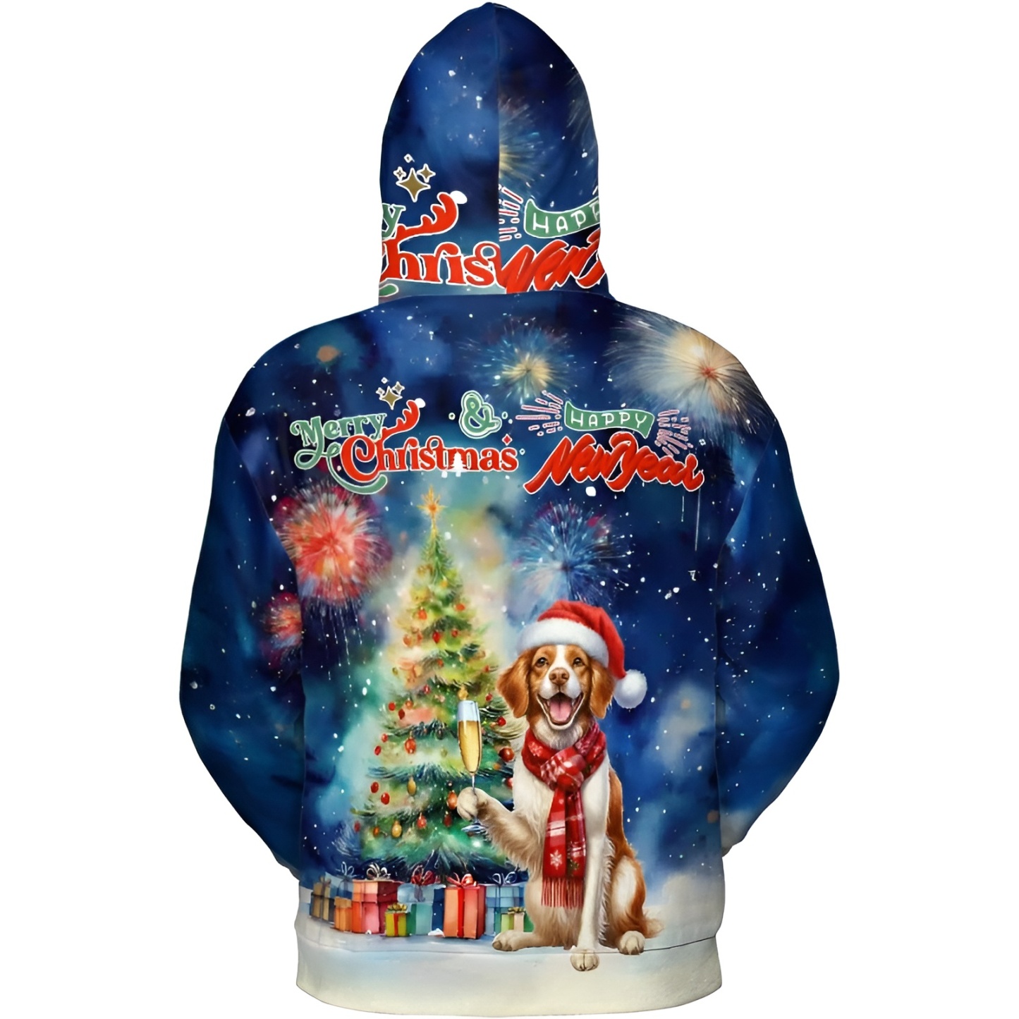 Christmas New Year Santa Dog Holiday Hoodie