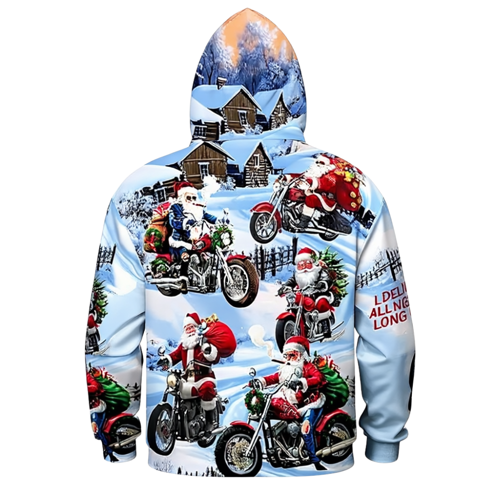 All Over Santa Costume Print Hoodie With Pocket