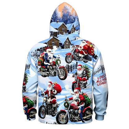 All Over Santa Costume Print Hoodie With Pocket