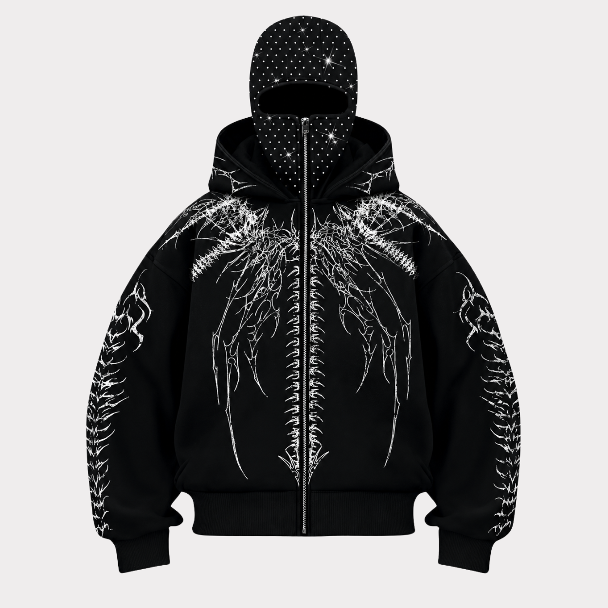 Street Style Rhinestone Decor Hoodie With Two Hat For Men
