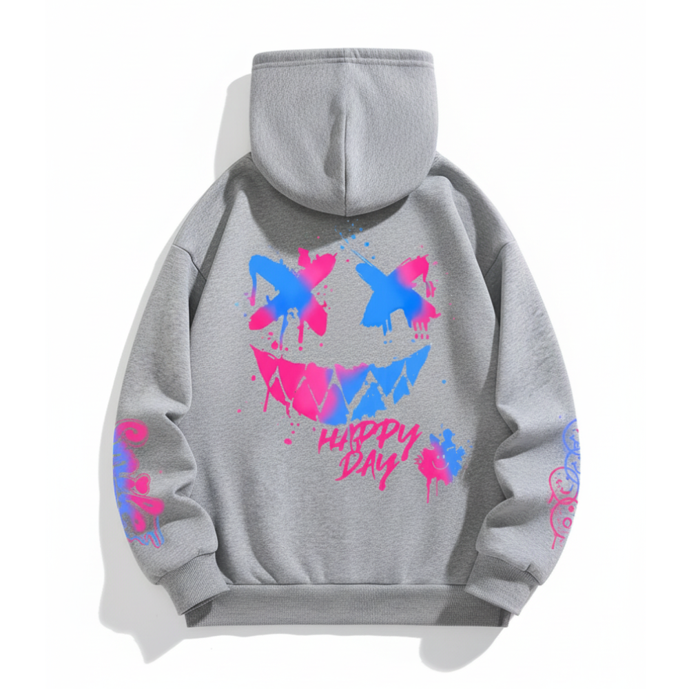 Women Happy Day Hoodie With Colorful Splash Smile Face
