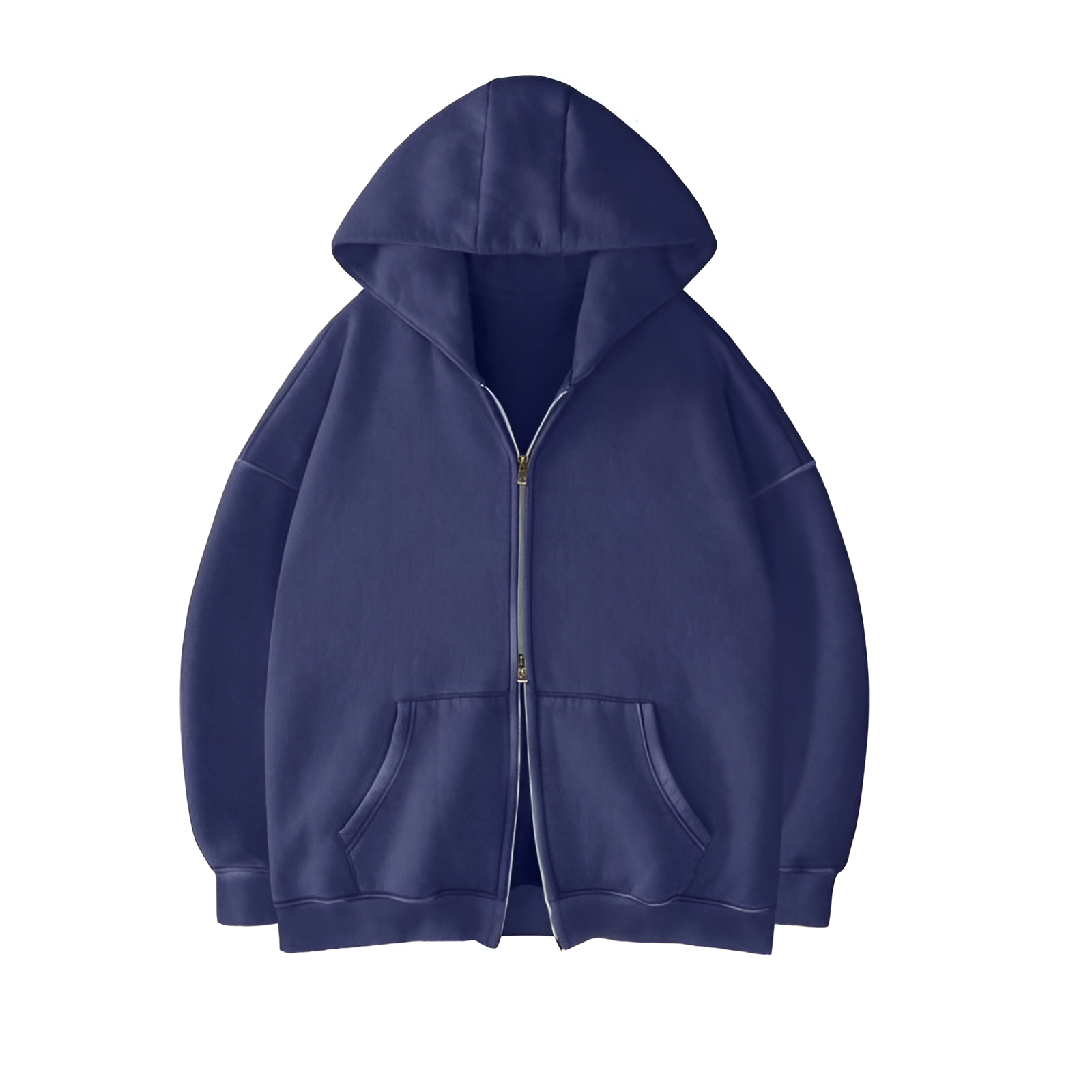 Oversized Long Sleeve Pullover Hoodie With Acid Wash Finish And Double Zipper