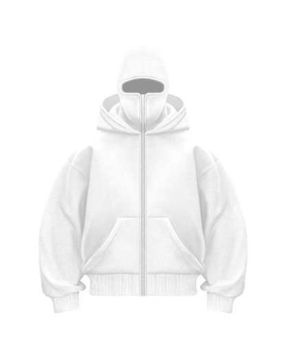 Full Covered Masked Hoodie For Winters White