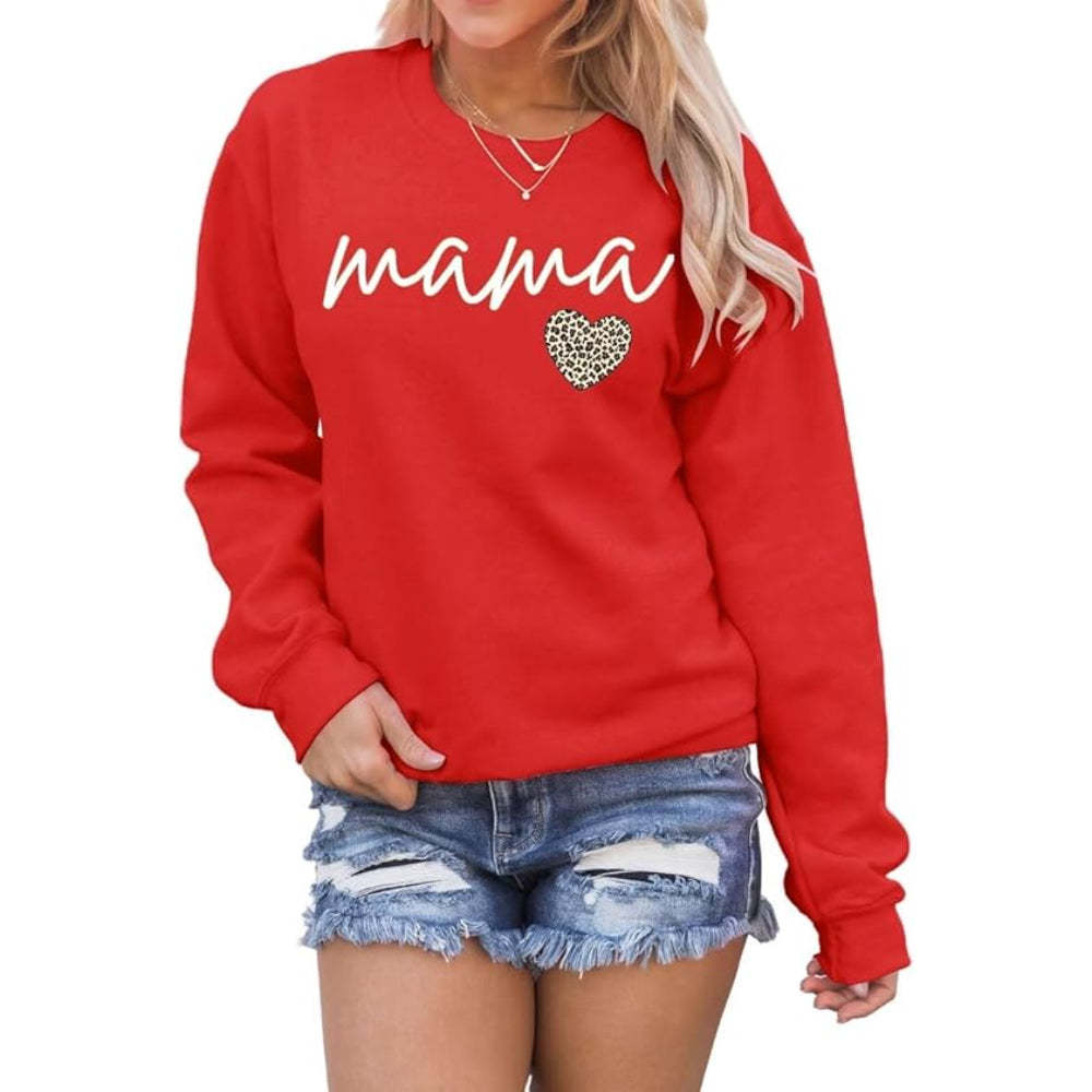 Comfortable And Stylish Mama Patterned Sweatshirt Red
