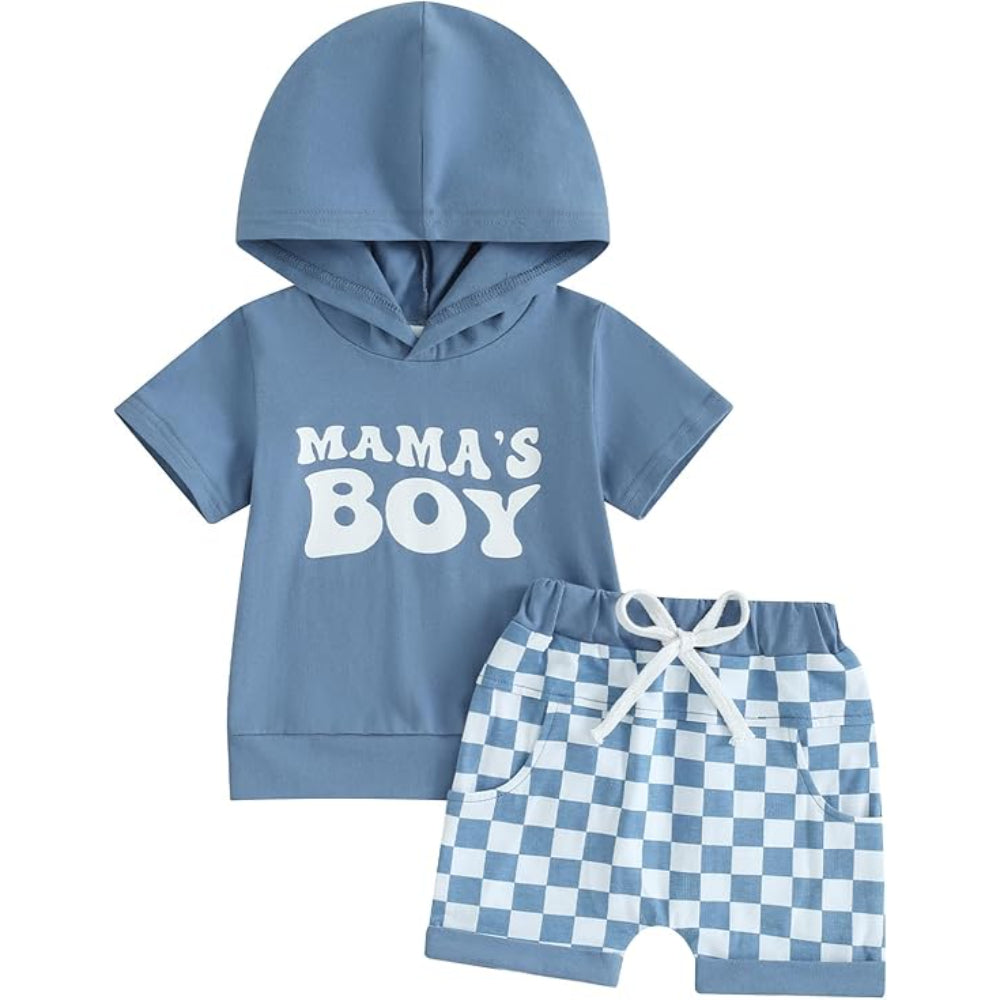 Toddler Boy Shorts Set Short Sleeve Hoodie Blue