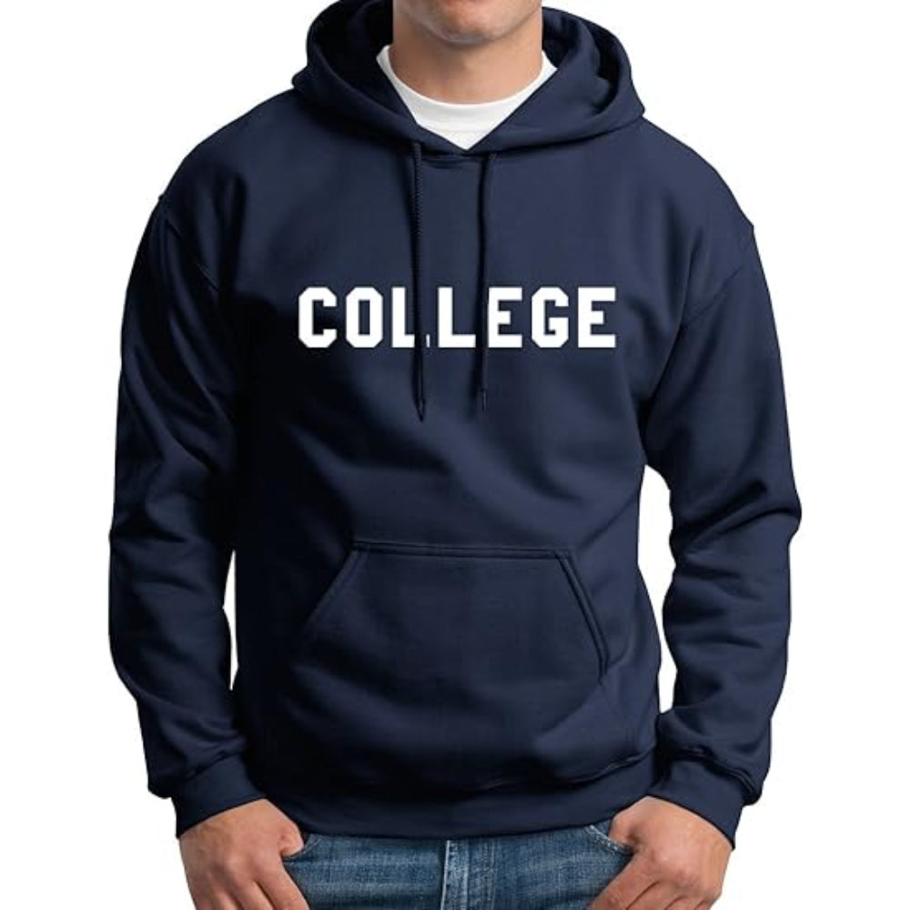 College Letter Print Pullover Hoodie Blue