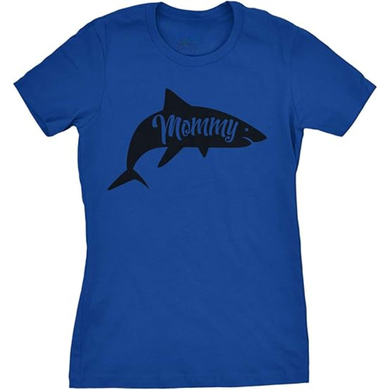 Mommy Shark Graphic Printed T Shirt Dark Blue