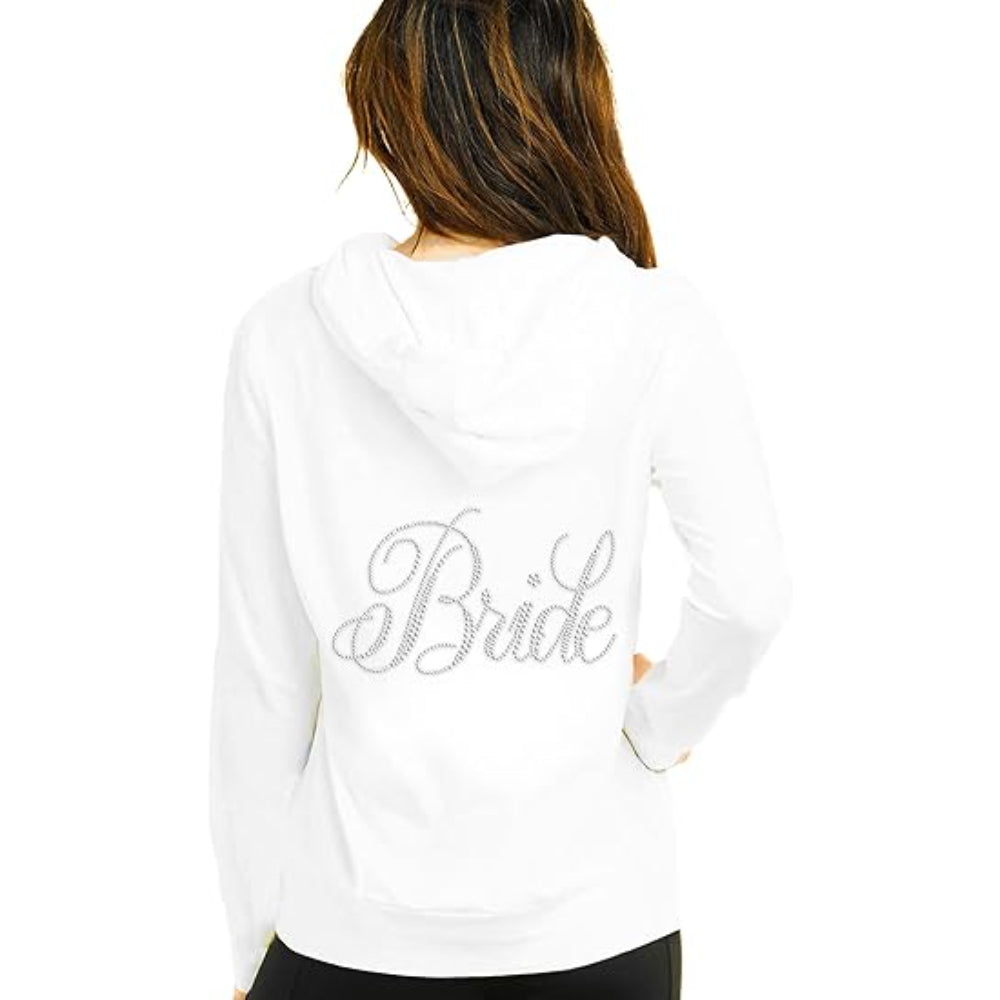 Rhinestone Script Graphic Zip Hoodie