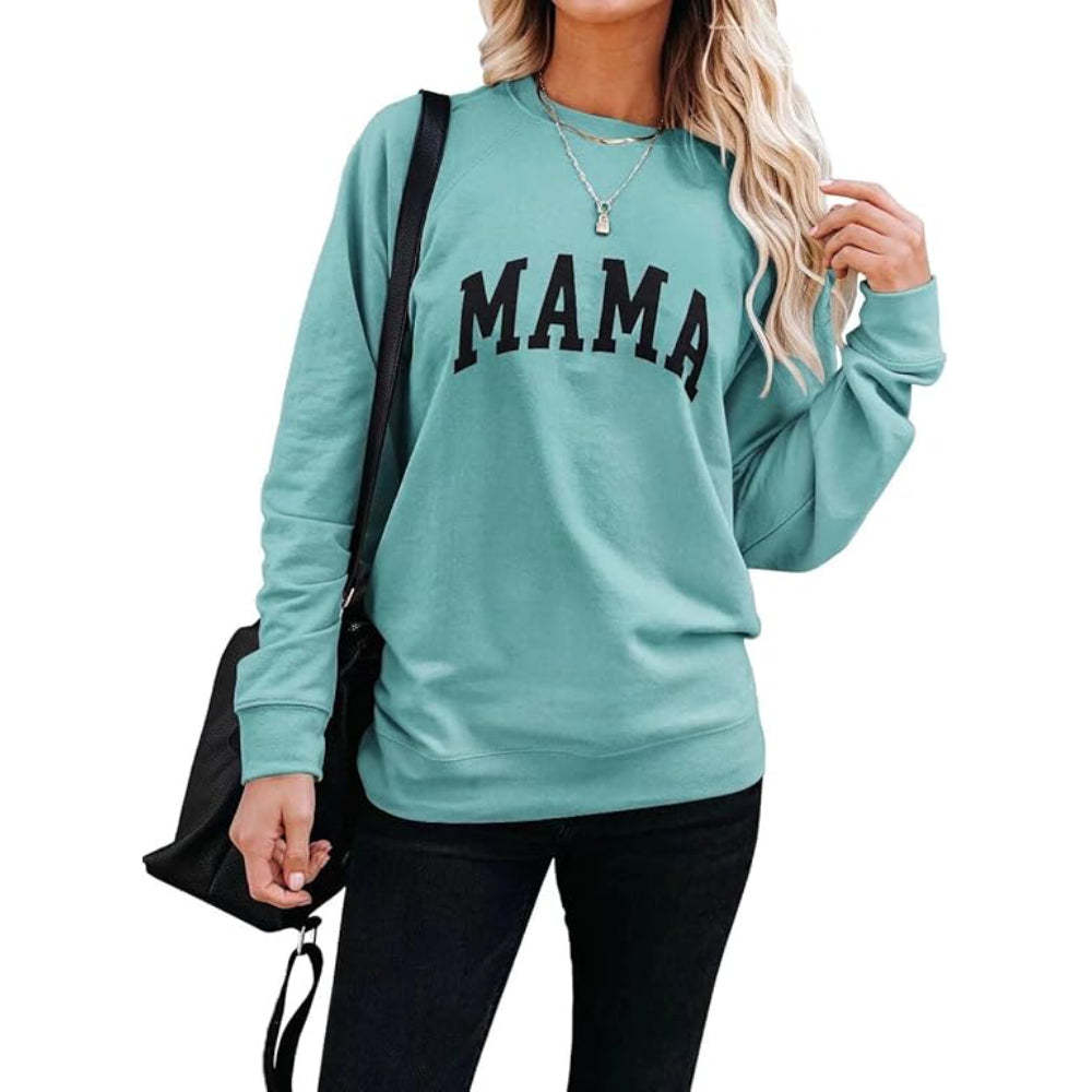 Comfortable And Stylish Mama Printed Sweatshirt For Everyday Wear Green