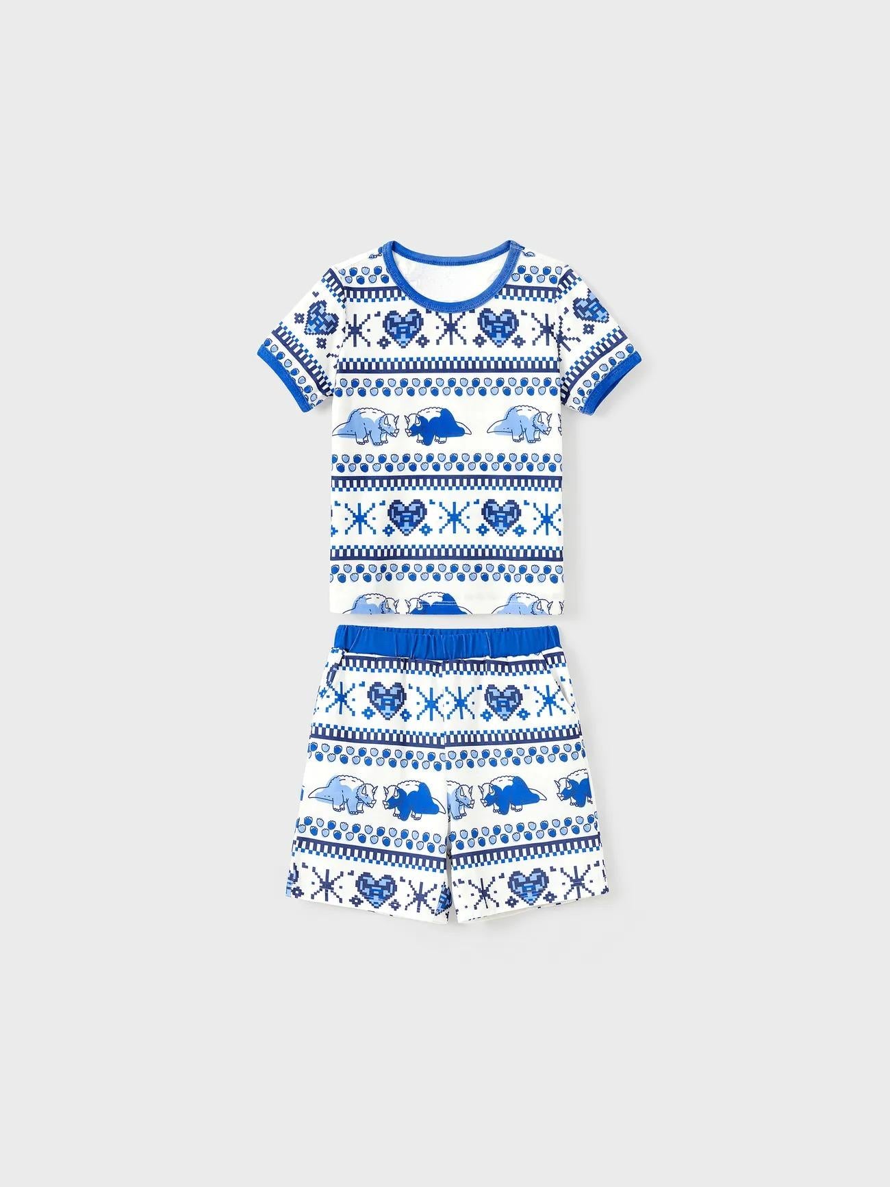 Family Matching Dinosaur Printed Pajama Set With Drawstring Kids