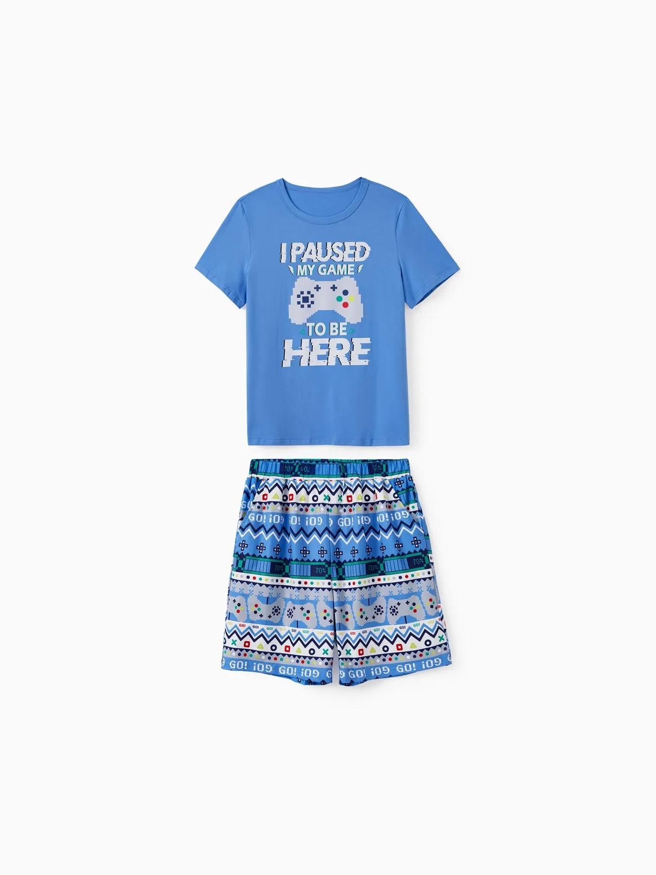 Family Matching Game Theme Fair Isle Pattern Shorts Sets Men