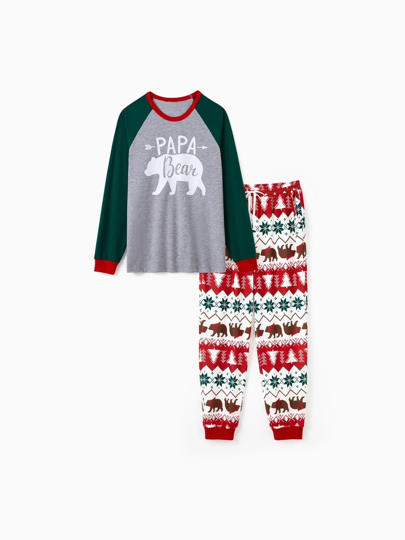Family Bear Printed Matching Holiday Pajama Set Men