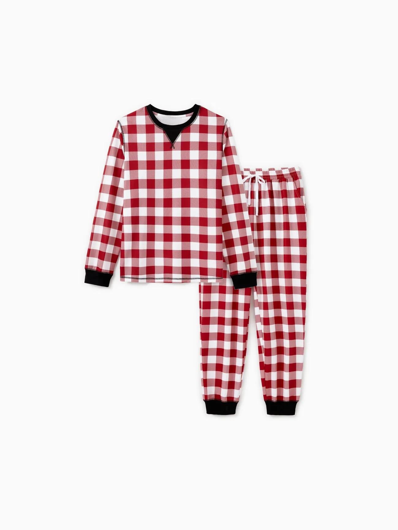 Christmas Family Matching Checkered Plaid Pajama Set Men