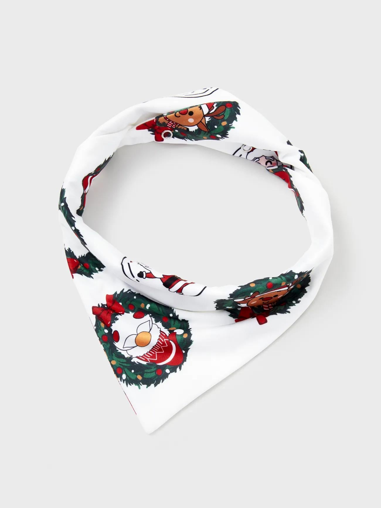 Family Christmas Pajamas Set With Santa And Reindeer Wreath Design Pet S