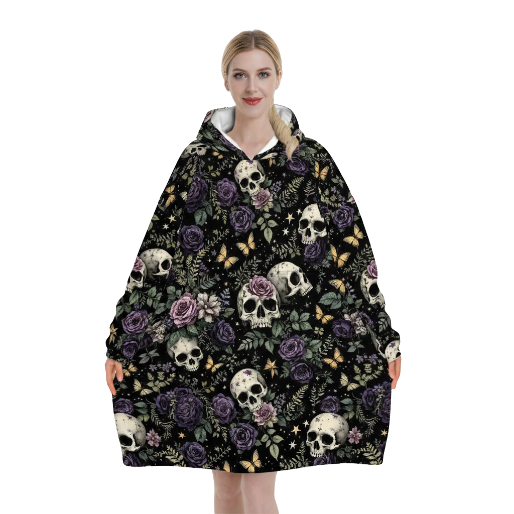 Black Witchy Black Wildflower Hooded Jumper