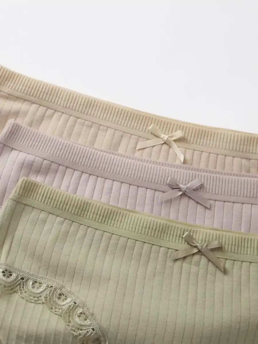 6 Pack Rib Lace Trim Panty Set-Soco Hoodie