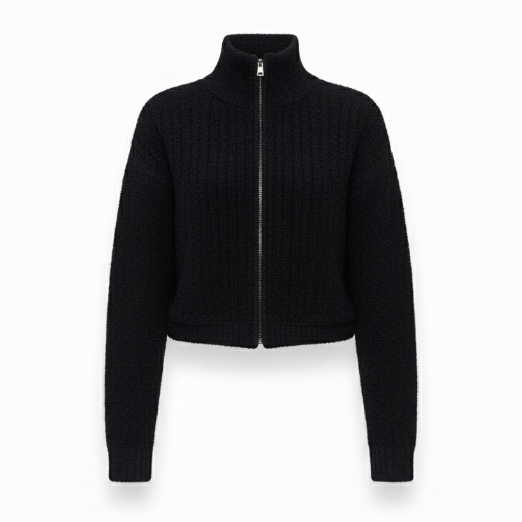 Cozy Ribbed Zip Up Knit Jacket