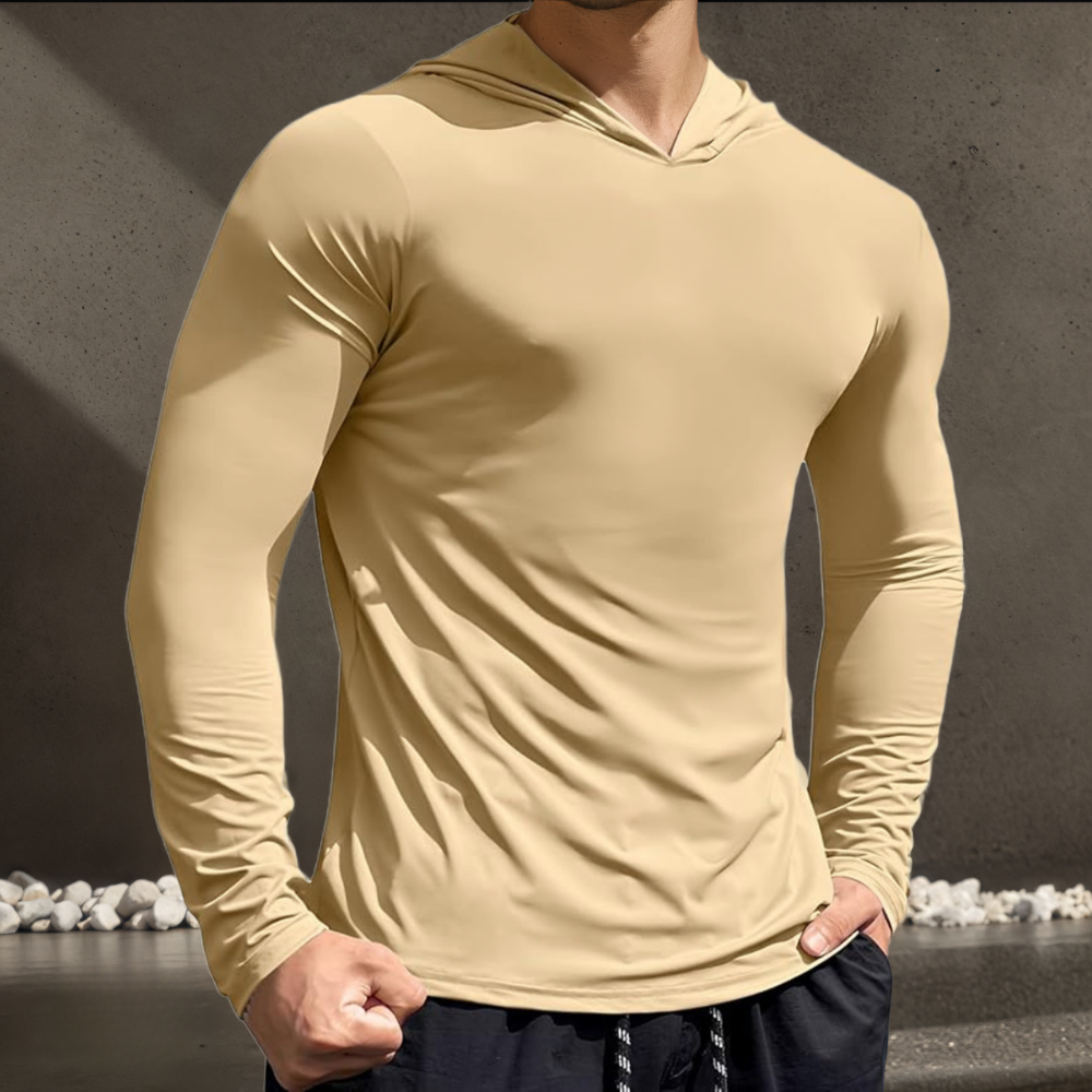 Men Fashion Athletic Long Sleeve Hoodie T-Shirt Workout Pullover Sport Sweatshirt
