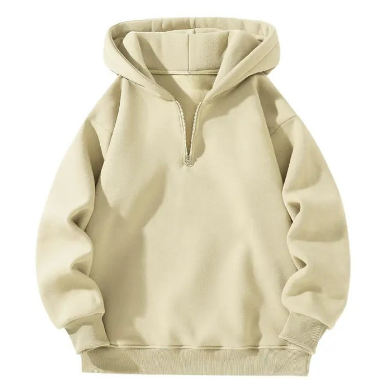 Men's Plain Half Zip Drop Shoulder Essentials Hoodie,