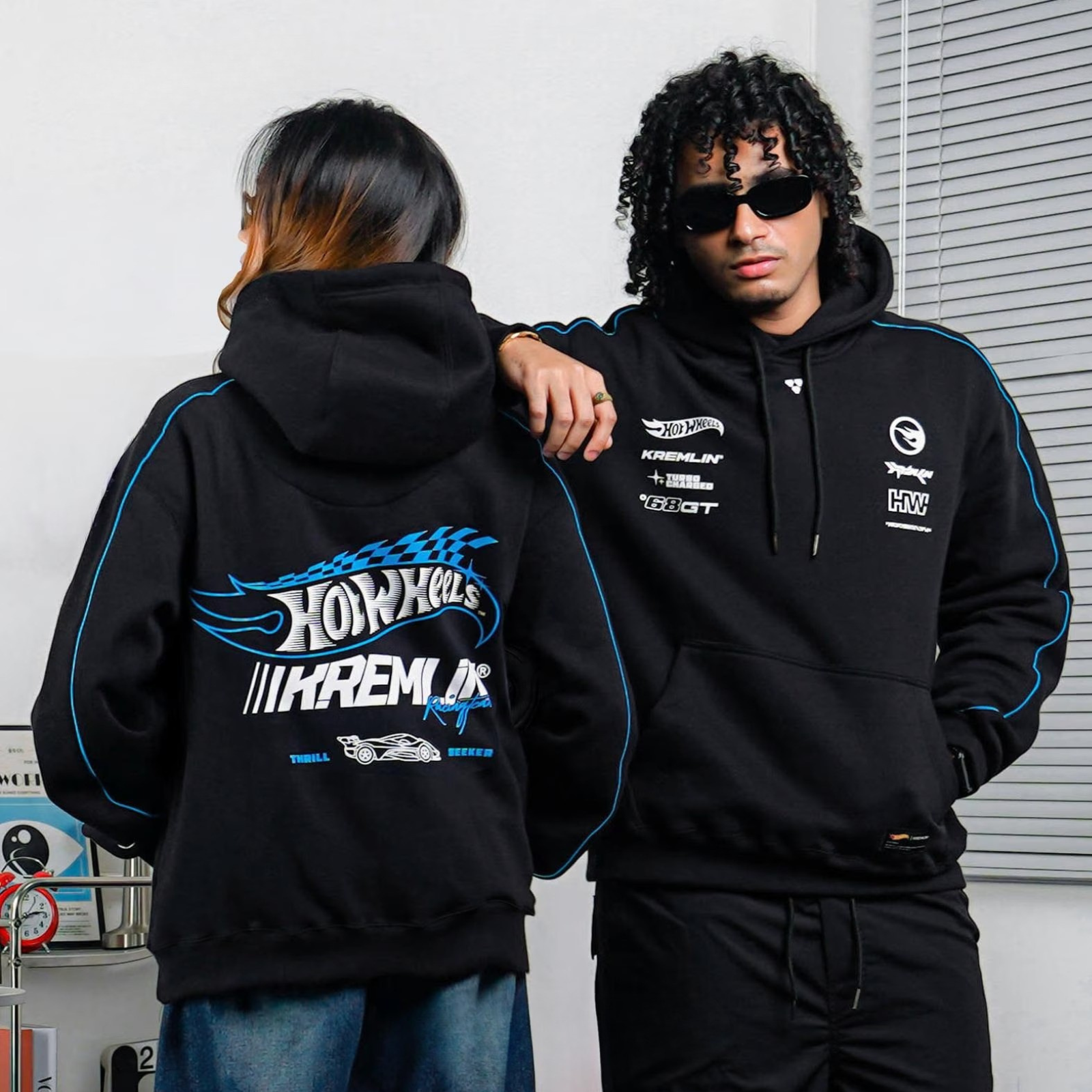 Hot Wheels x KRMLN Embroidered Sukajan Bomber Racing Jacket Pullover Hoodie