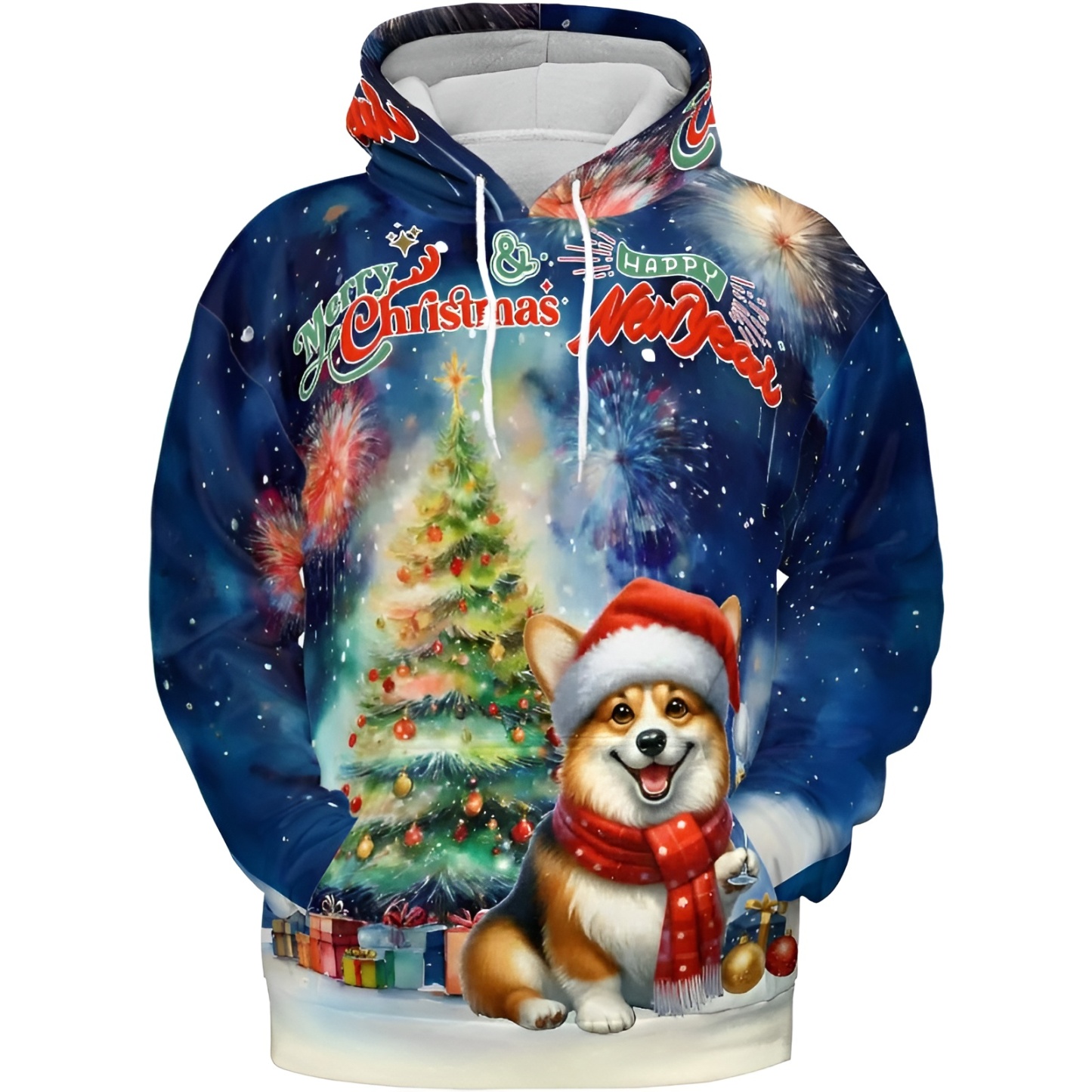 Christmas New Year Santa Dog Holiday Hoodie