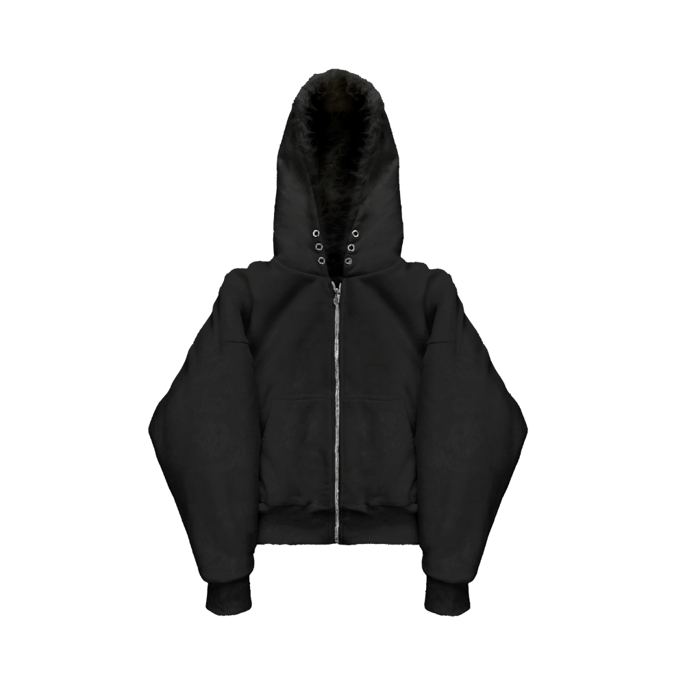 Reversible Zip Jacket With Cozy Faux Fur Hood