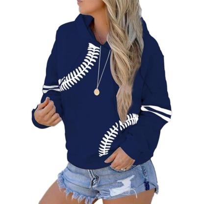 Baseball Stitch Print Pullover Sweatshirt Home Run Hoodie