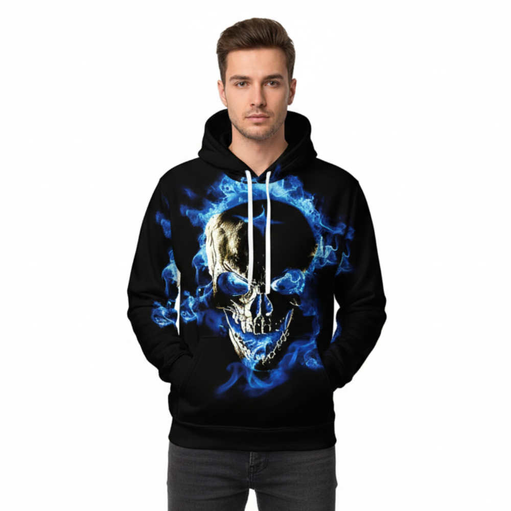 Mens Intimidating Casual Pullover Hoodie For Halloween