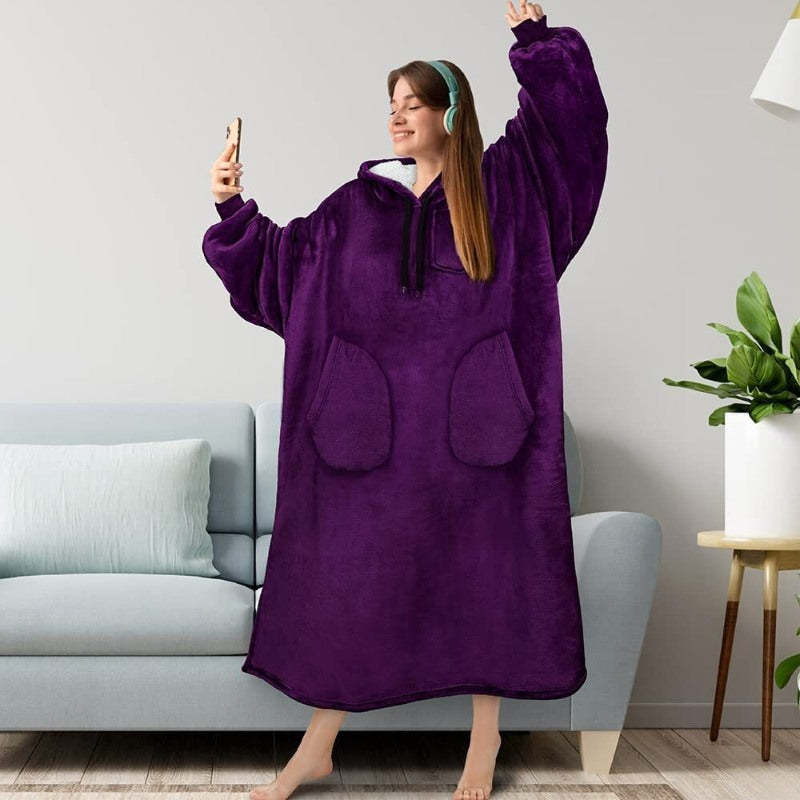 Warm Flannel Oversized Long Hoodies-Soco Hoodie