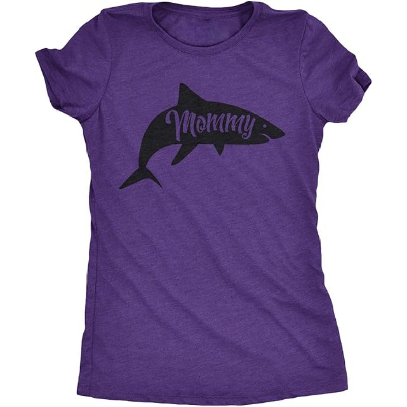 Mommy Shark Graphic Printed T Shirt Purple