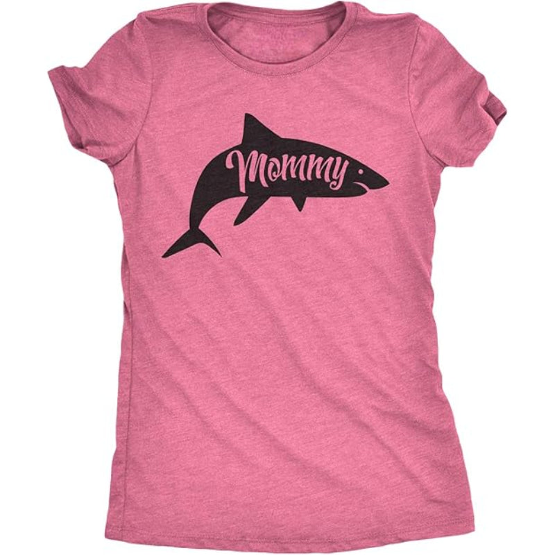 Mommy Shark Graphic Printed T Shirt Pink