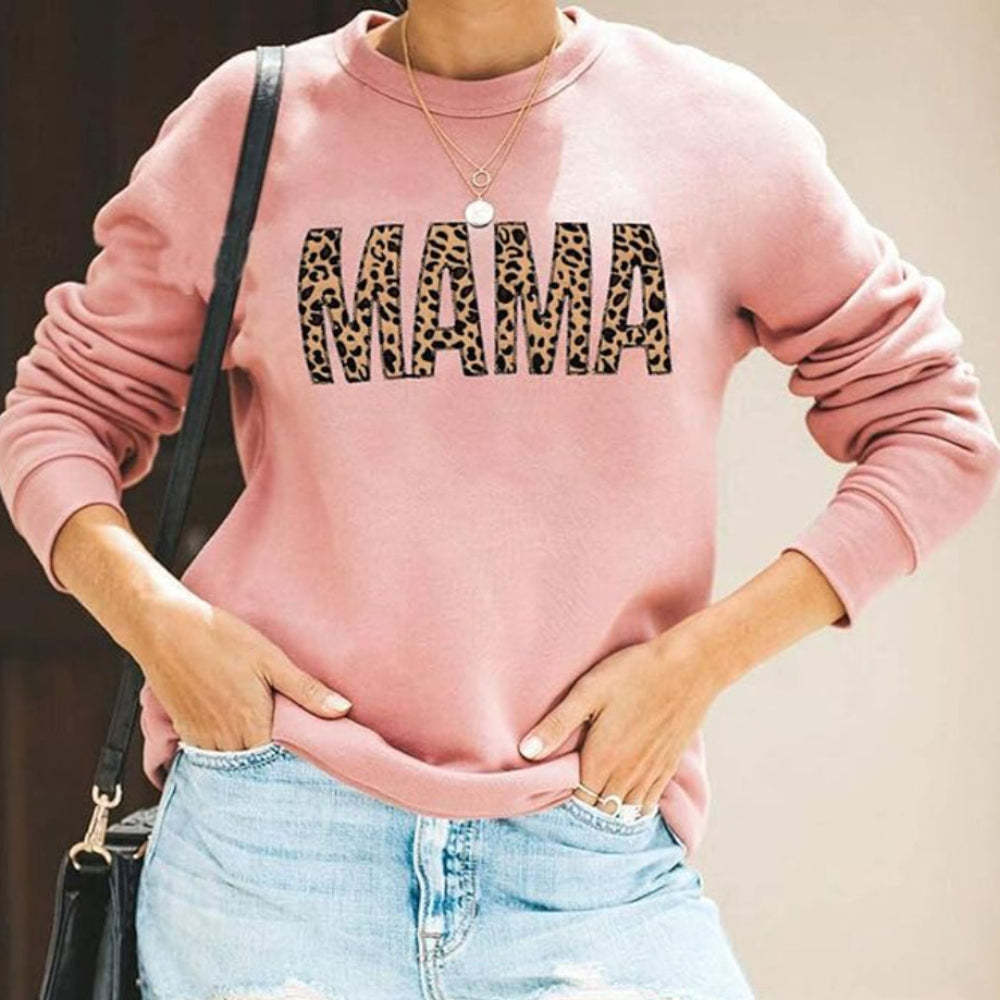 Long Sleeve Mama Print Sweatshirt