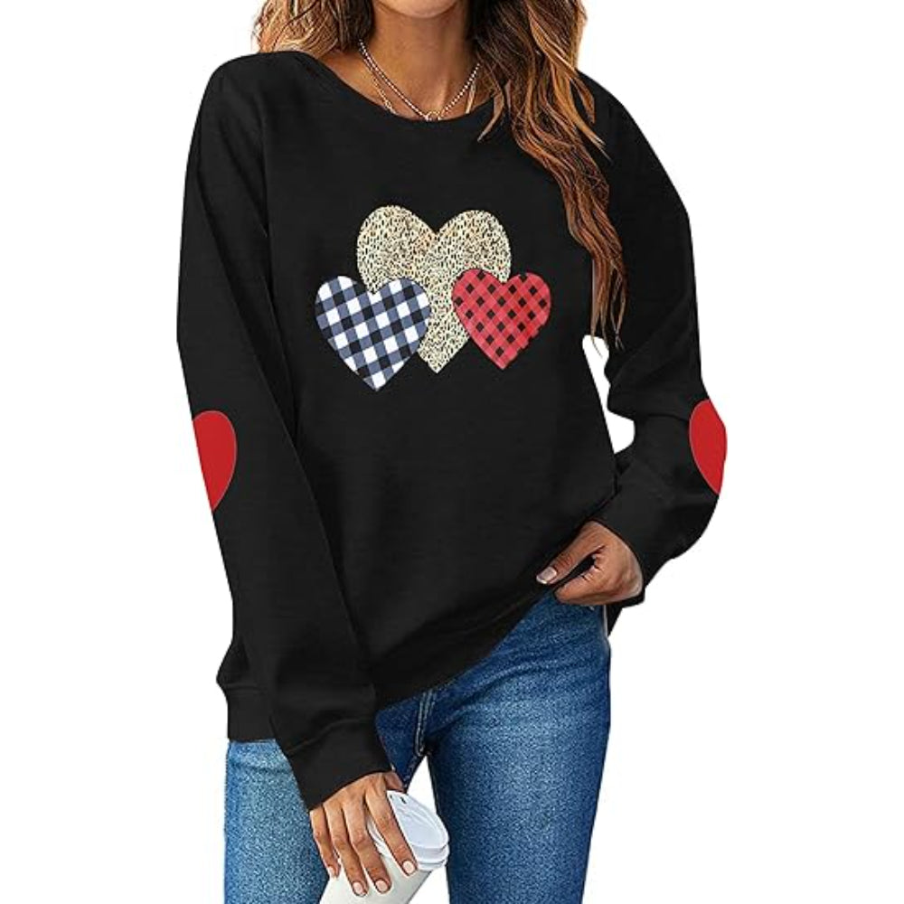Long Sleeve Pullover With Patterned Graphic Design Black
