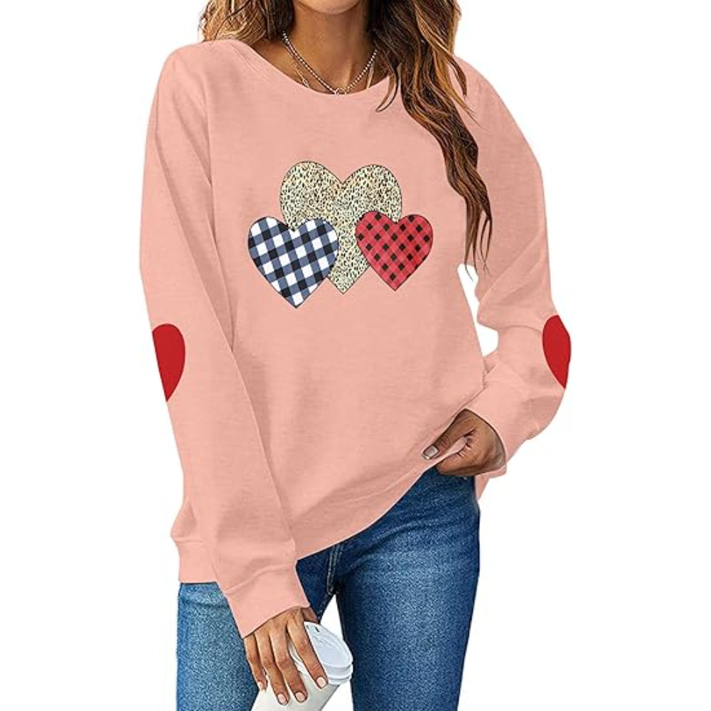 Long Sleeve Pullover With Patterned Graphic Design Pink