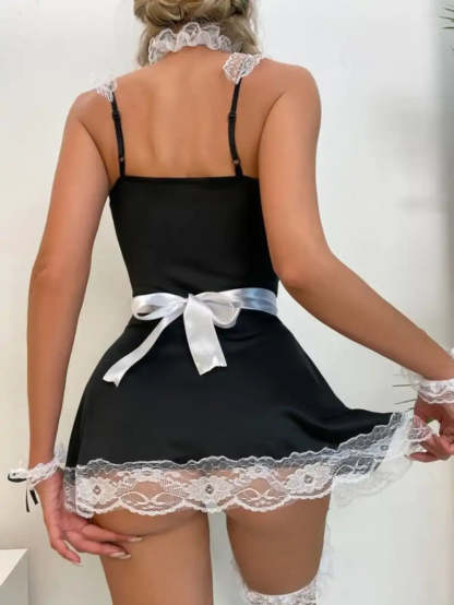 7 Piece Lace Trim Maid Costume Dress With Apron-Soco Hoodie