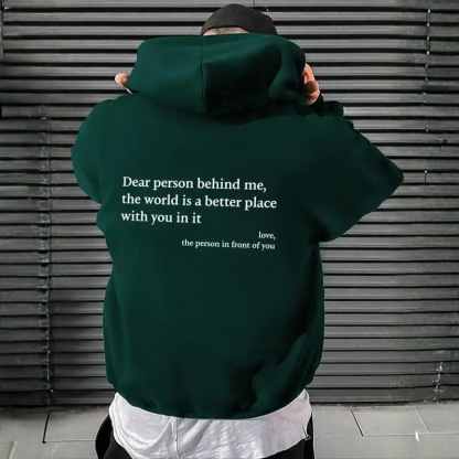 Men's Letter Print Pocket Drawstring Graphic Hoodie,