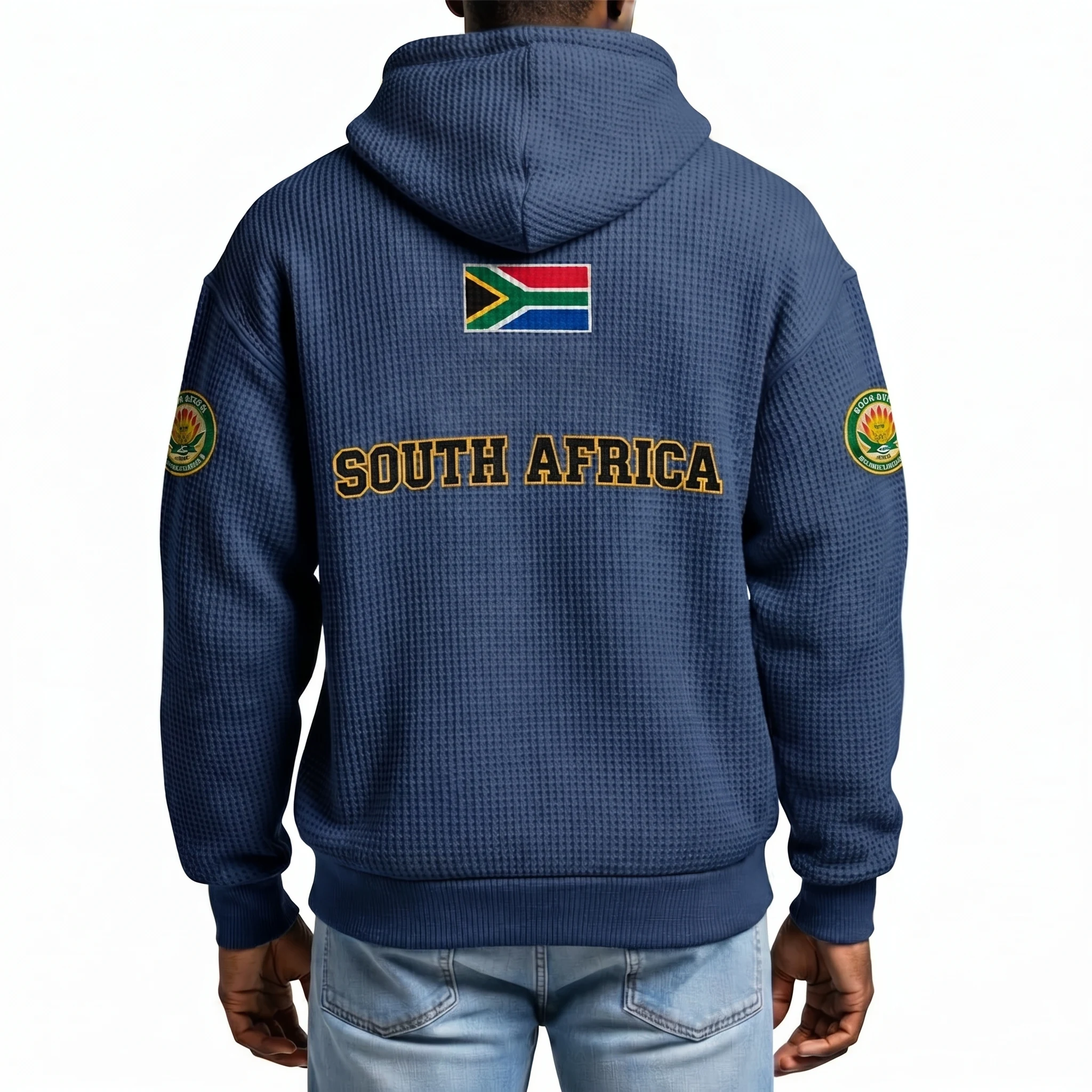 South Africa Printed Waffle Quarter Zip Football Fan Hoodie