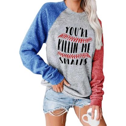 Baseball Stitch Print Pullover Sweatshirt Game Day Baseball Sweatshirt